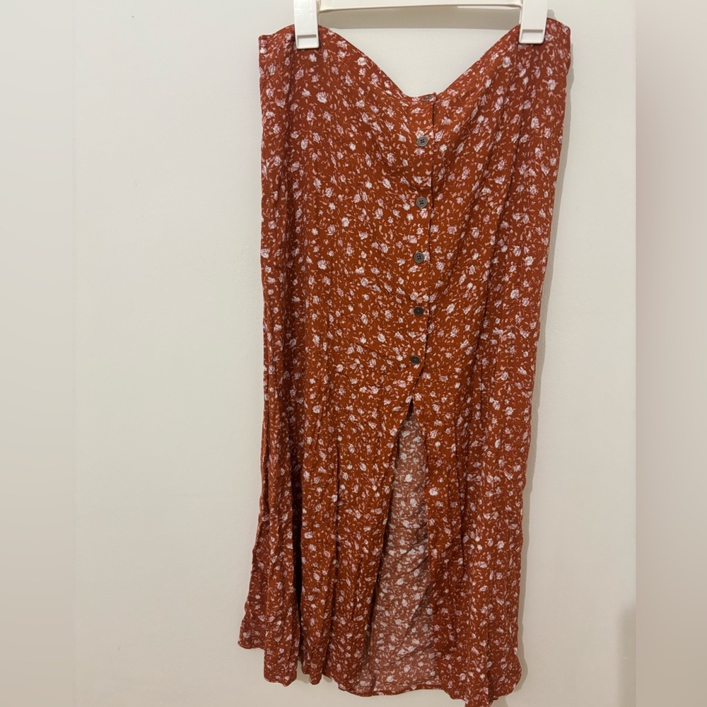 Wild Fable Rust Floral Midi Skirt